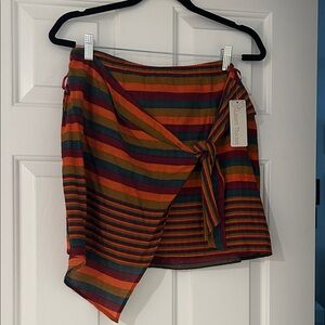 Grace Asymmetrical Skirt - Red, Orange, Green Stripes
